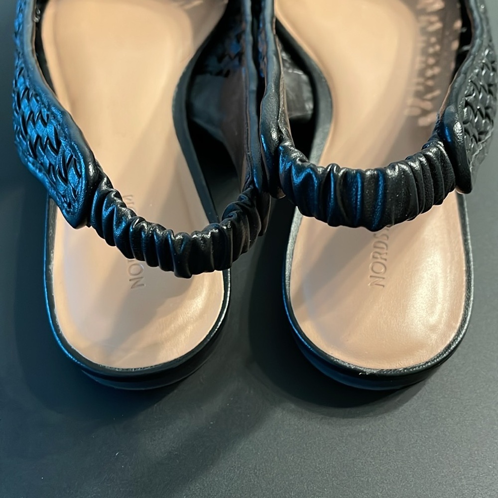 Nordstrom Arabella Slingbacks Woven Flats Size 10M Black Square Toe - Picture 5 of 10